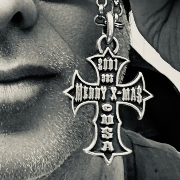 TRAVIS WALKER Double Cross Xmas 2001 Cross Pendant 925 W/Pouch & guarantee card - Picture 1 of 12